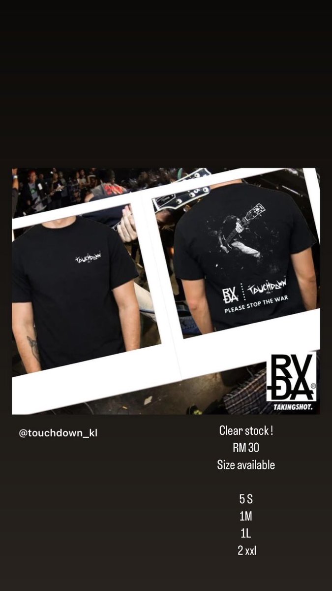 Mari2 penghabiskan
Tshirt TDKL  please stop the war
Size tinggal sikit je

5 S
1M
1L
2 XXL