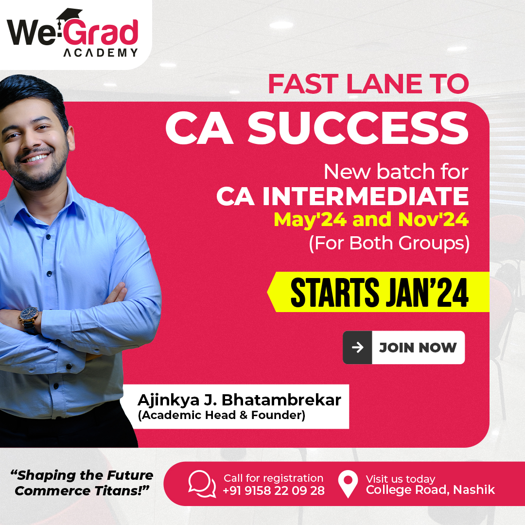 wegradacademy's tweet image. Seize your dream of becoming a CA with us

#caintermediate #caintermediateclasses #caintermediatecoaching #cainter #cainterclasses #caclasses #nashikgram #nashik #nashikclasses #wegrad #newbatch #Newbatchstart #newbatchalert #wegradacademy