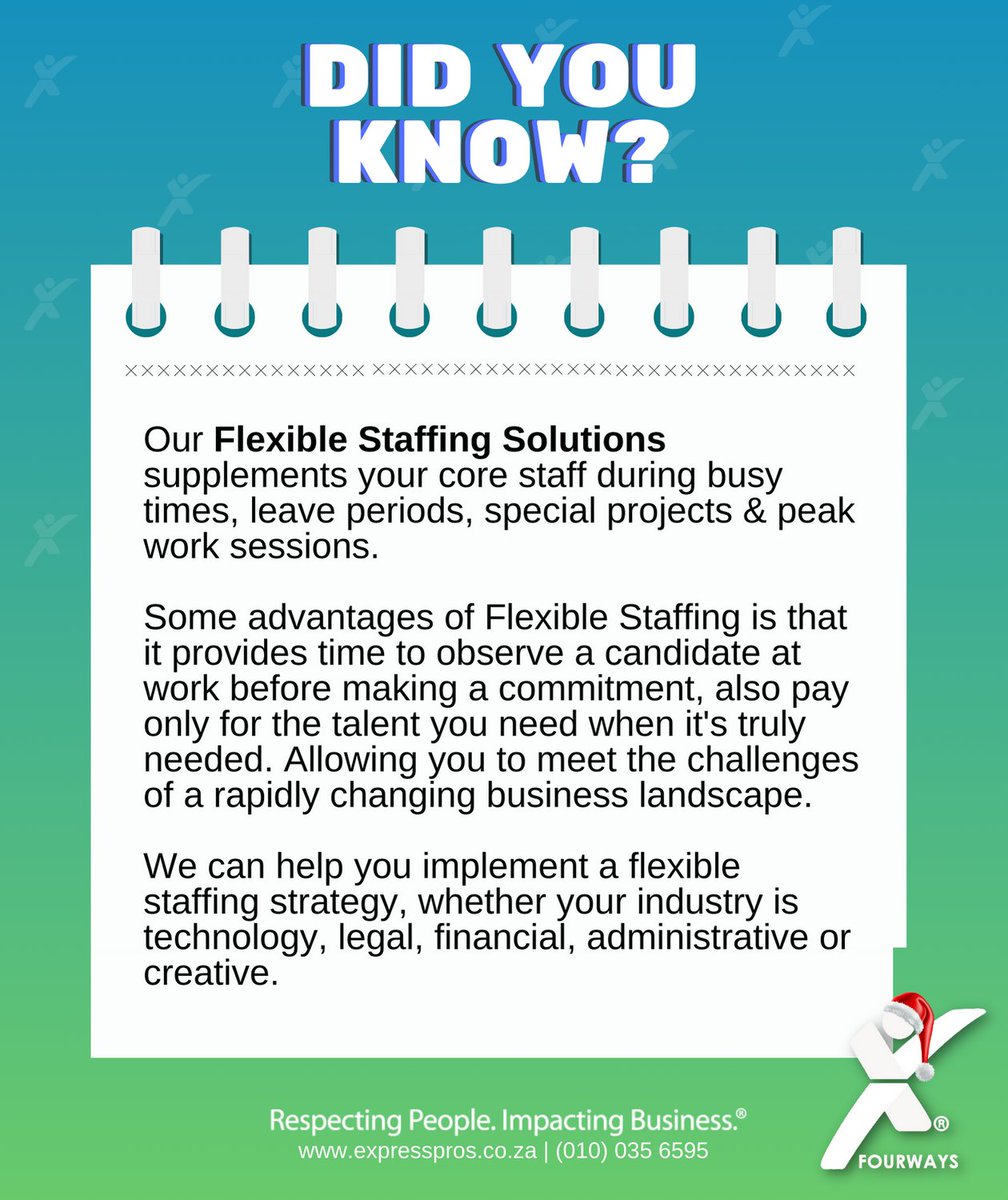 🌟 Did You Know? 🌟

#StaffingSolutions #ExpressEmploymentPros #PeakSeasonHiring #RecruitmentServices #HireTheBest #humanresource #ExpressProsFourways #FourwaysAlways