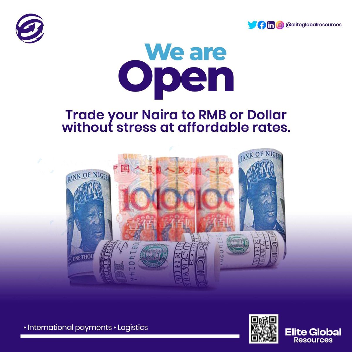 Do you have a supplier in China you want to pay in RMB?

Our ever-supporting team is ready to serve you with excellence.

#eliteglobalresources #nairatoyuanexchange #naira4rmb #naira2rmb #paychinesesupplierinrmb #paychinese #fundyourchinese #rmbpayments #bureaudechange