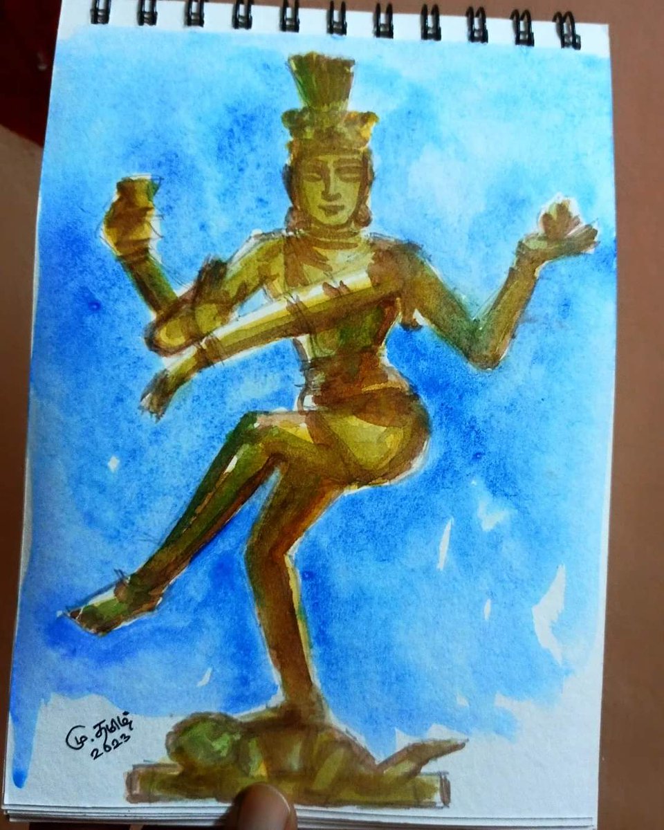 thamizhvannan's tweet photo. #mywaterpainting #waterpainting #Arudra #natrajar #omnamahshivaya 🙏🏻❤️ https://t.co/py9ZabCz2v