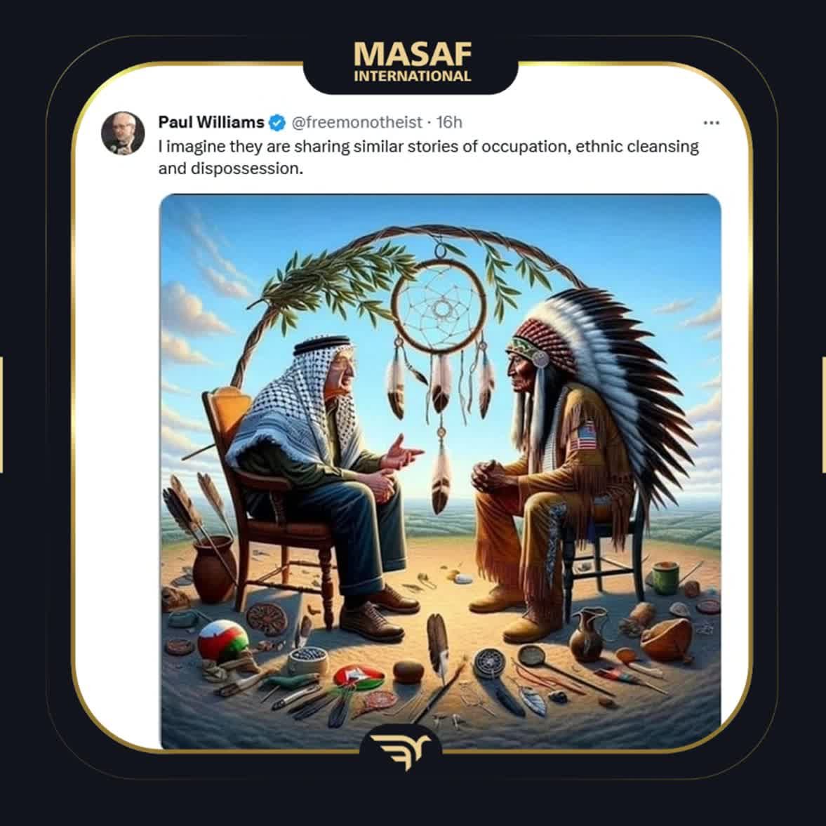 masaf_intl's tweet image. - I imagine they are sharing similar stories of occupation, ethnic cleansing and dispossession
+ The story of colonialism is an old one but with new faces and excuses.
#Colonizer 
#America