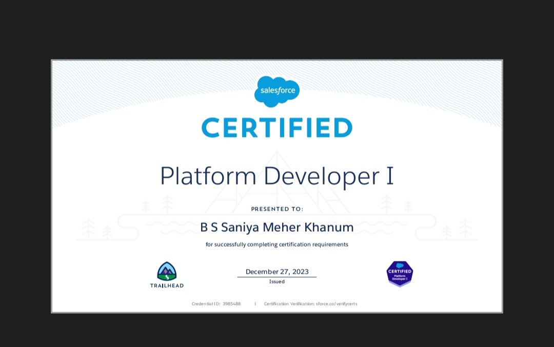 Finally completed my first Salesforce certification. Thanks to #journey2salesforce program for preparing me to write this exam. #salesforcecertified #pd1