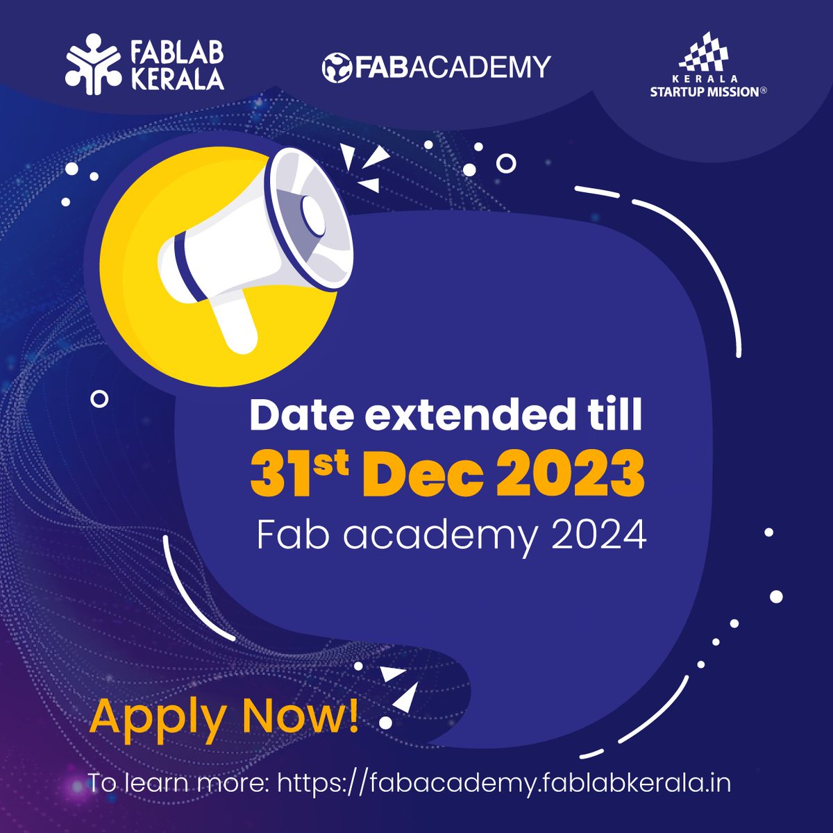 Date Extended! Don't miss this chance to join an inspiring community of creators. Apply now : fabacademy.fablabkerala.in #KSUM #StartupMission #FadAcademy #StartupKerala #Innovation #DigitalFabrication