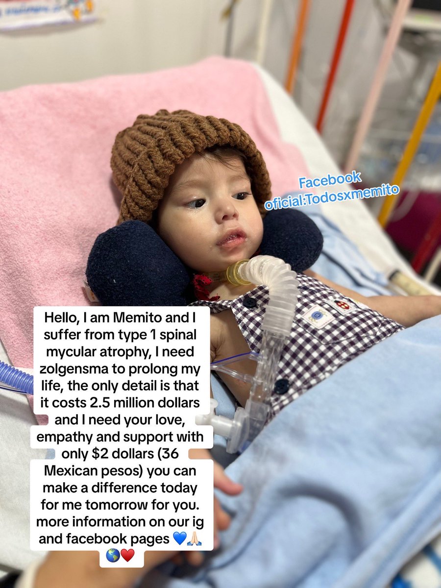 todosxmemito's tweet photo. Nos puedes ayudar con tan solos $36  pesos mexicanos ($2dolares) puedes salvar a nuestro bebé.
#atrofiamuscularespinhal1
#zolgensma EL MEDICAMENTO MÁS CARO DEL MUNDO https://t.co/kQmrR3h5My