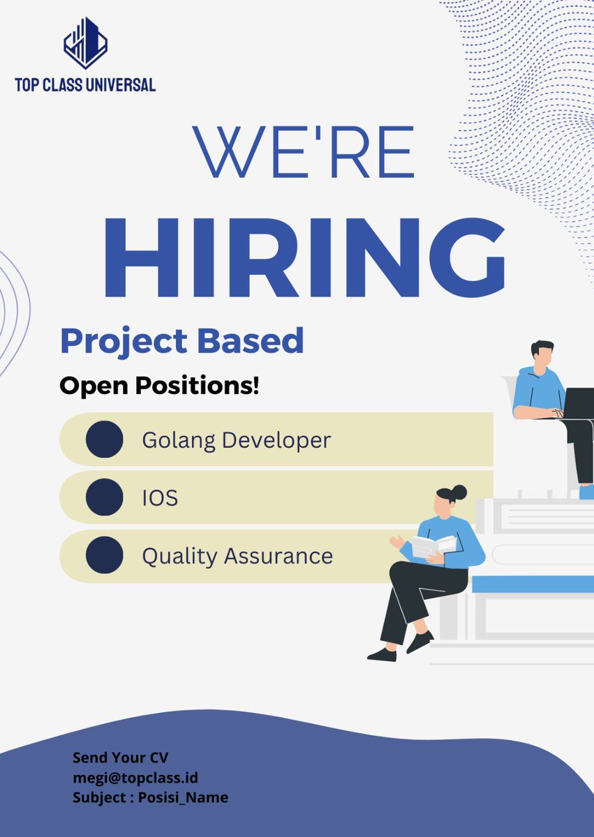 megissukmagini's tweet photo. JOB VACANCY! Project Based
Ceki ceki dulu yaa temen temen lokernyaaa
@hrdbacot @mas_recruiter @info_loker_it @LokerKarir_IT #lokercot #loker #txtloker https://t.co/LbvuXXqp1i