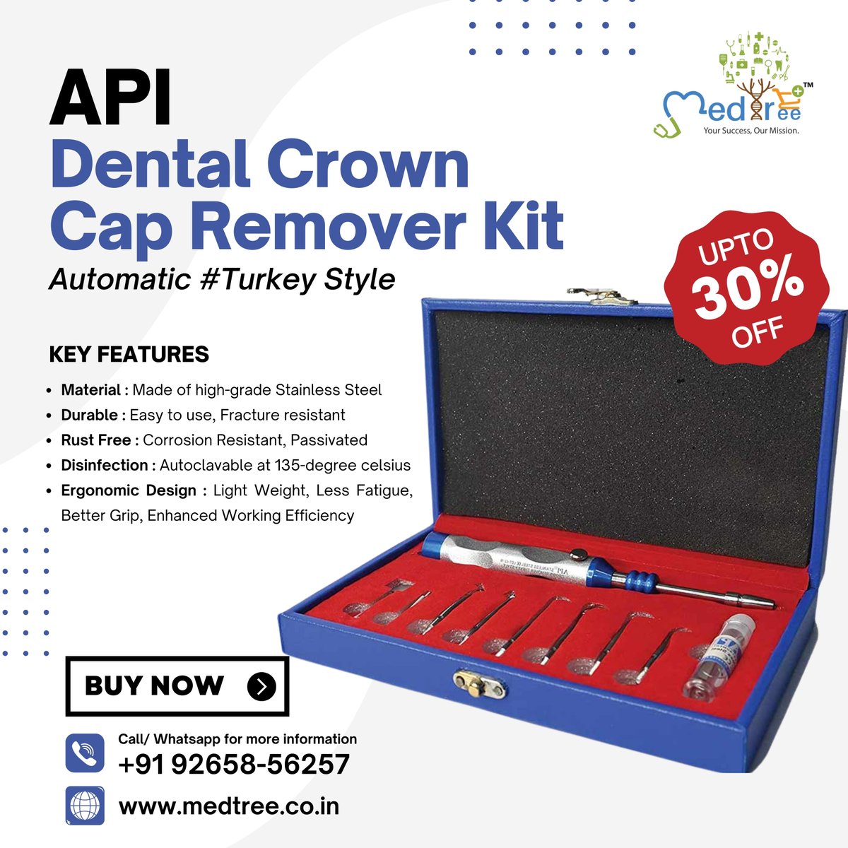 Medtreeindia's tweet photo. API Dental Crown Cap Remover Kit Automatic Turkey Style
Buy Now : https://t.co/1hnkp1ltT6

#dentalcrowns #dentalcrown #dentalkit #capremover #crowncap #crowncaps #dentalproducts #onlinedentalproducts #api #buyonline #dentist #dentistry #dentalproduct #medtree #medtreeindia https://t.co/T6w21maCHM