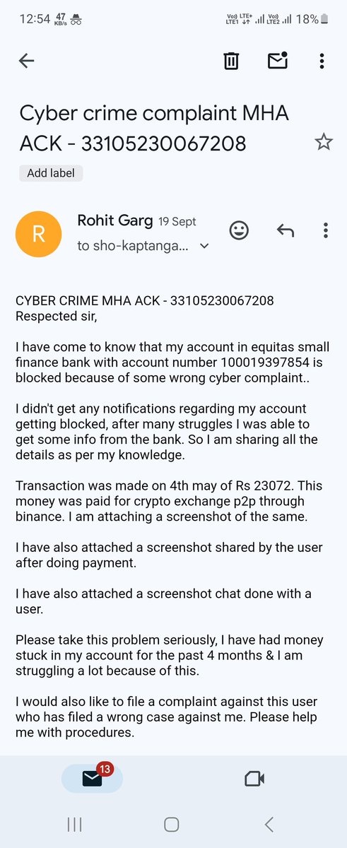Ritikgk's tweet photo. @Uppolice 
Respected sir/mam,
There is fake cyber complaint registered against me in khushi nagar kaptanganj police station.
I have submitted all the proofs but office in charge is not taking any action and refusing to answer.
Please help
MHA ACK - 33105230067208 https://t.co/OoEQDkOO6x