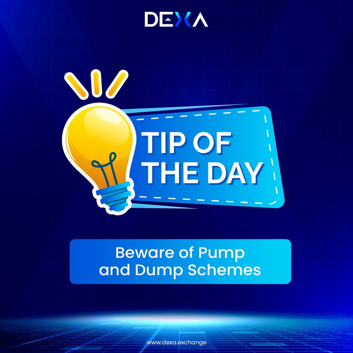 𝐁𝐞𝐰𝐚𝐫𝐞 𝐨𝐟 𝐏𝐮𝐦𝐩 𝐚𝐧𝐝 𝐃𝐮𝐦𝐩 𝐒𝐜𝐡𝐞𝐦𝐞𝐬:
Be cautious of schemes that promise quick and guaranteed returns. If it sounds too good to be true, it probably is.
.
.
.
.
#Dexa #AvoidPumpAndDump #InvestorAwareness #FinancialCaution #stayinformed #GuardYourInvestments