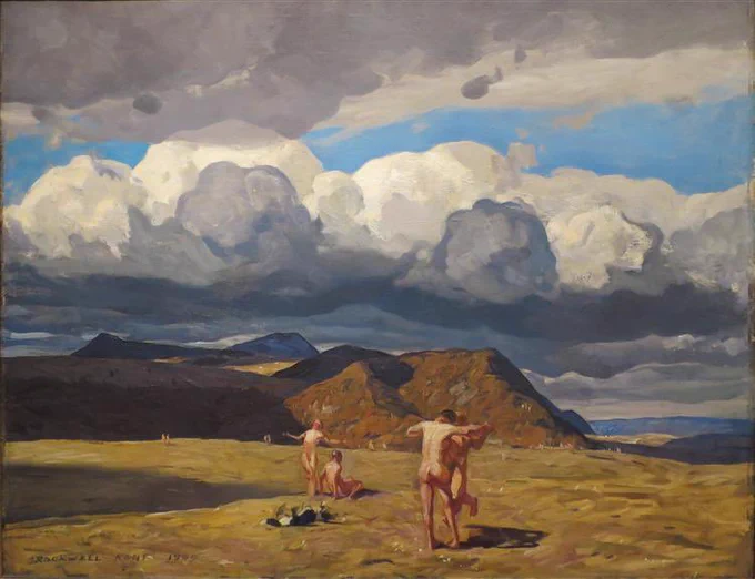 If you see this tweet, you have to mention one of your favorite paintings.  men and mountains by rockwell kent and lady of shalott by john william waterhouse. i also love thomas coles great american landscapes