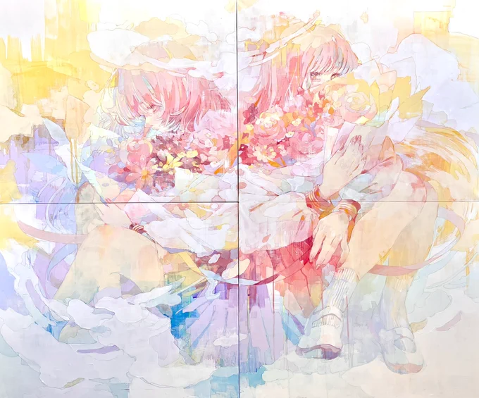 I am selling my artwork at auction!  オカユウリ「待ち合わせ」ライブペイント制作作品 F12号×4枚組  #art #Emotions2023