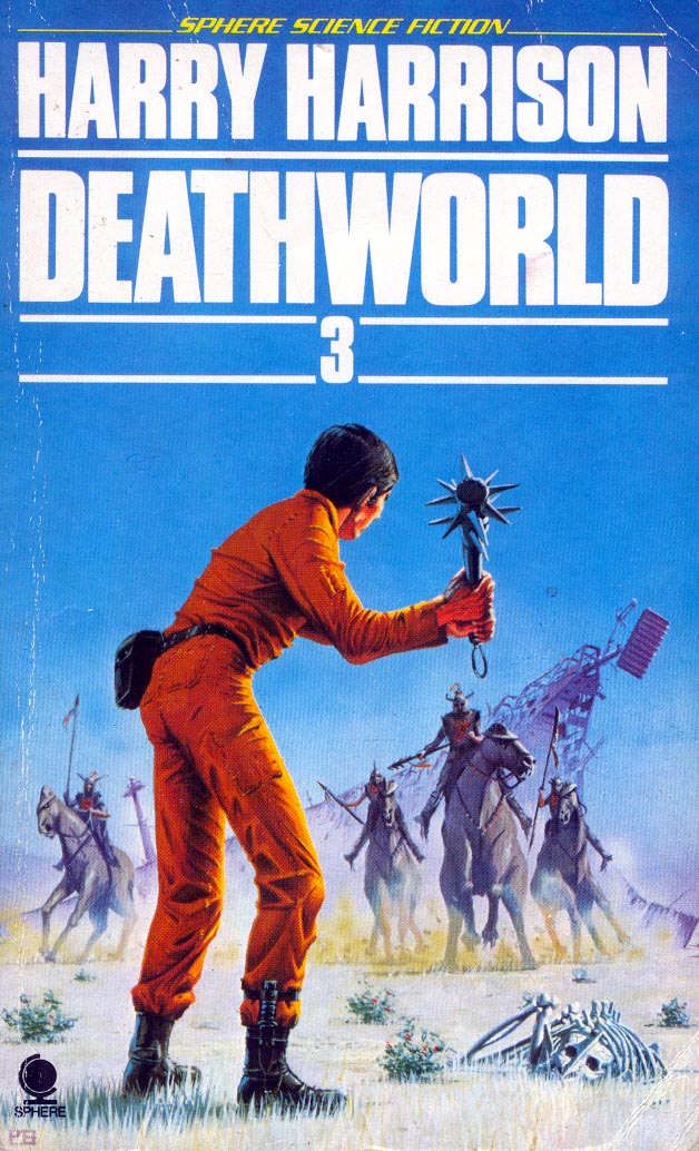 mavmaramis's tweet photo. Harry Harrison, Deathworld 3, Sphere, 1977-86 editions. Cover: Peter Elson. #BookCover #HarryHarrison #PeterElson #Sphere #deathworld #70sscifiart @thatsgoodweb @afrocosmist @70sscifi @retroscifiart @doberes https://t.co/oNEki9tVXK
