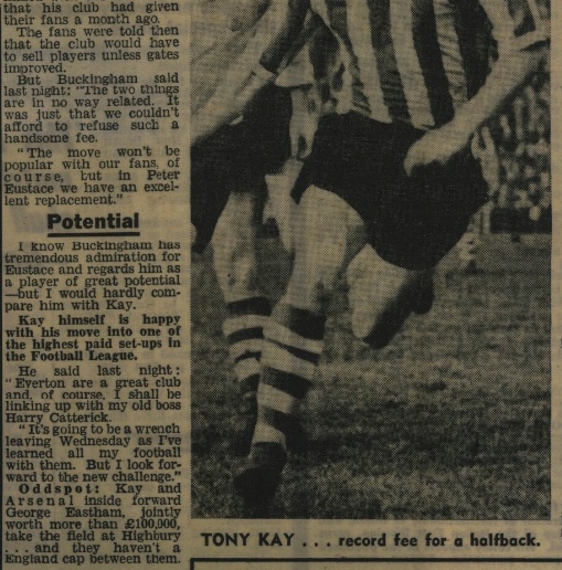 Dunsbyowl's tweet photo. #OnThisDay 61 years ago - an Owl became a Toffee - Wednesday sold local lad Tony Kay @winghalf6 to Catterick's @Everton @EvertonHeritage
for a record £55,000 (or £60,000 😀) after scoring 10 goals in 203 games for #SWFC 1955-62. https://t.co/0nYYdvDhTm