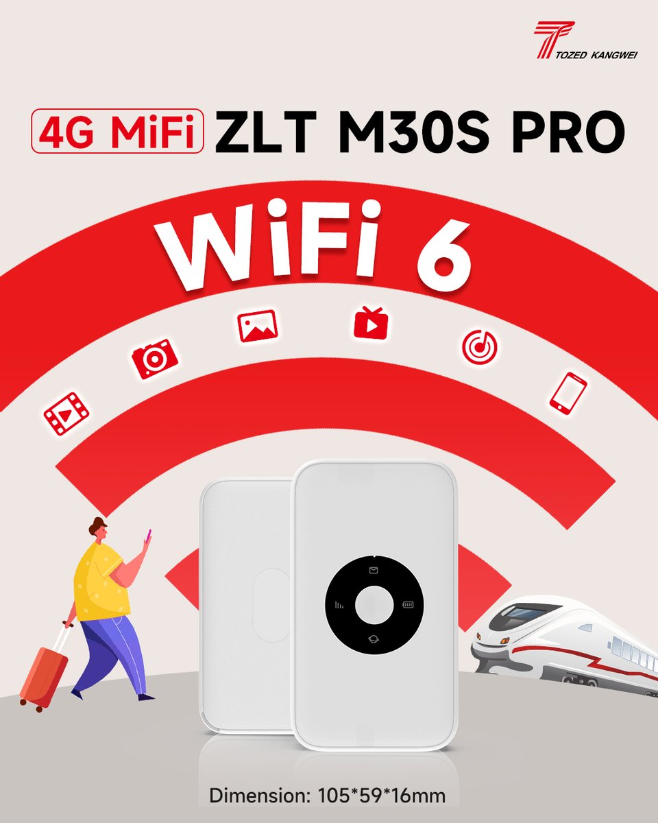 The ZLT M30S PRO mobile hotspot harnesses the full power of 4G network with WiFi 6, ensuring a premium connectivity experience wherever users roam.🧳🌐

#TozedKangwei #ConnecttoBetterFuture #Connectivity #5G #4G #MobileHotspot