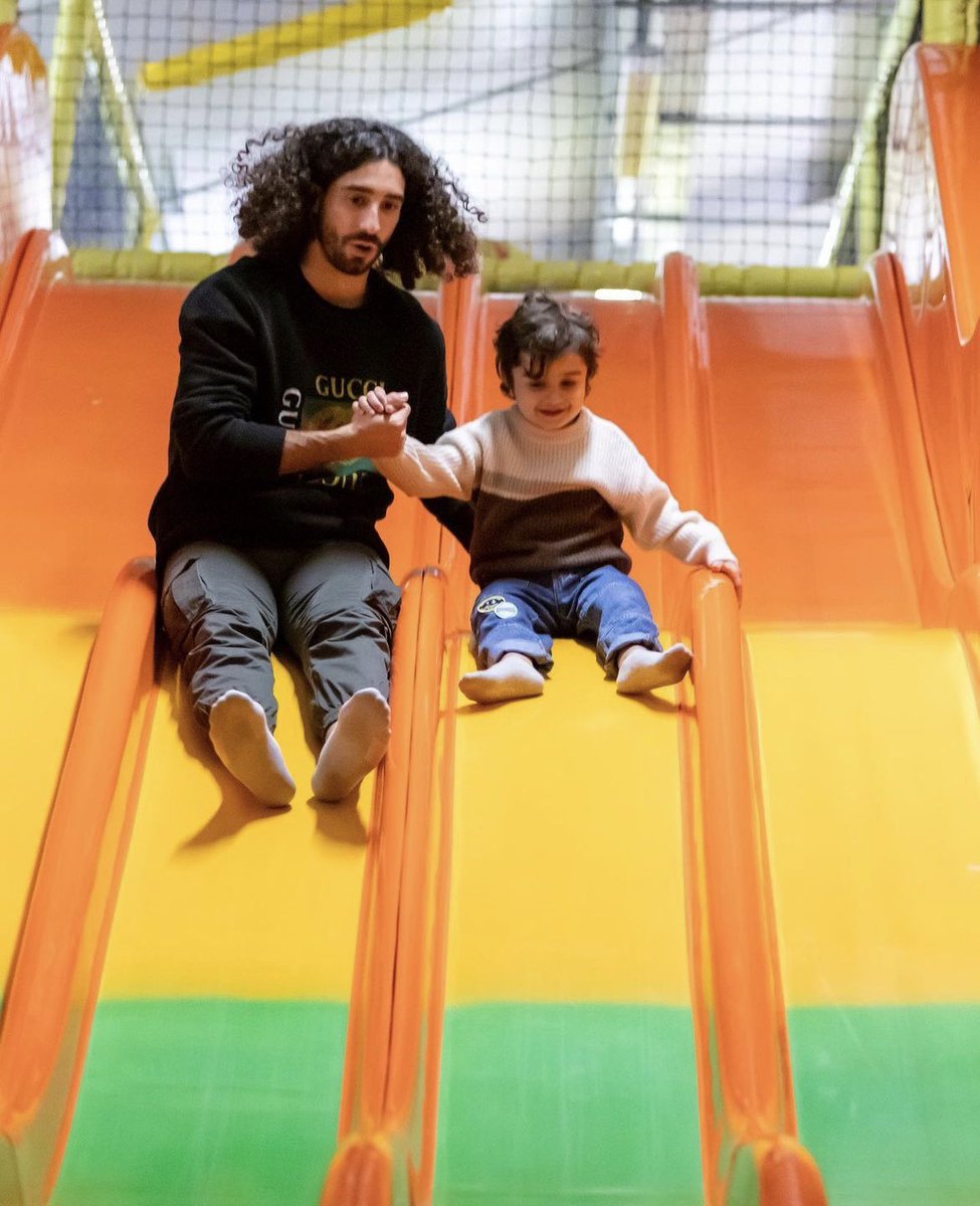 Marc Cucurella with his son.
