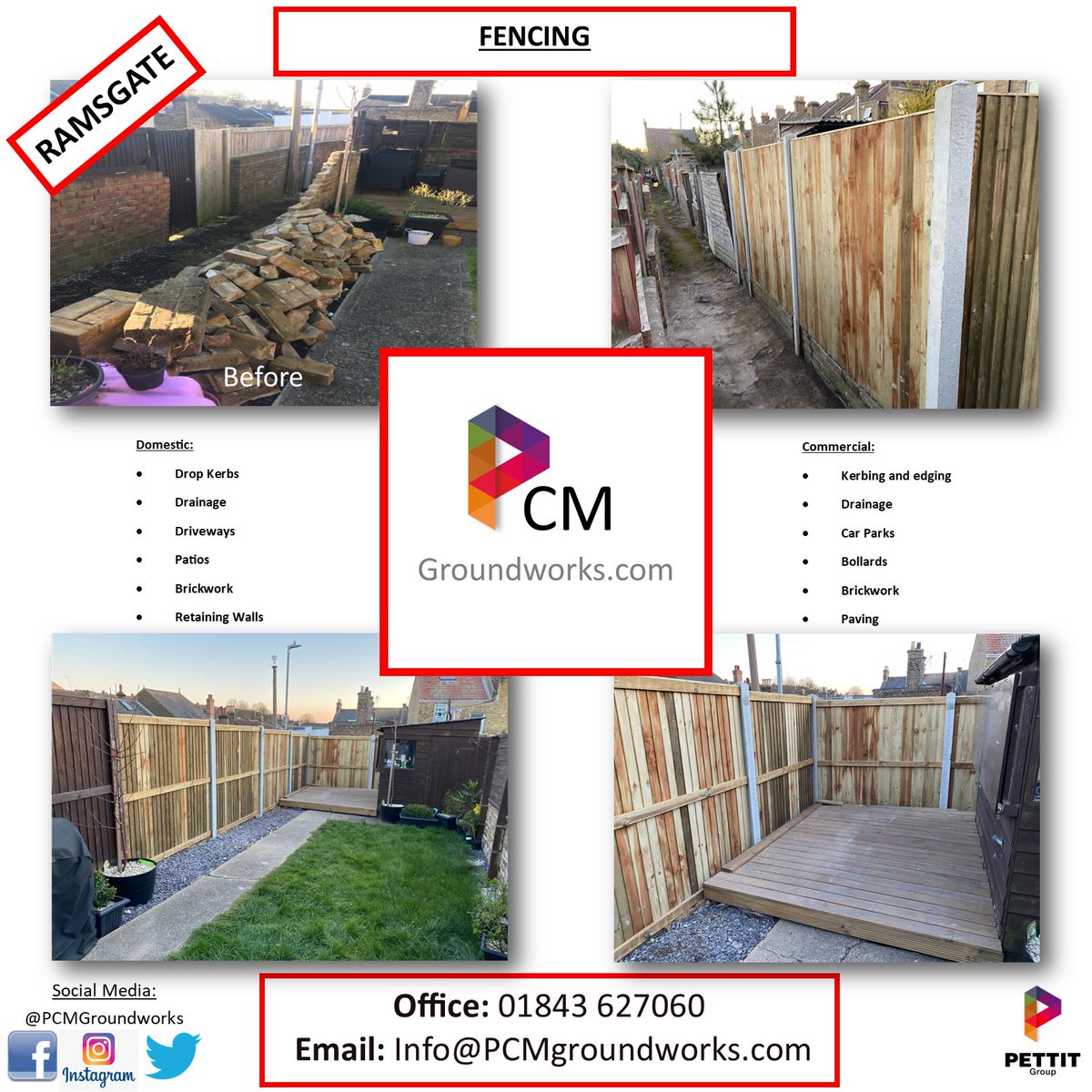 PCMGroundworks's tweet photo. Here are some before and after pictures of a beautiful fence for a back garden 🤩 Are you looking for something similar? Contact us by e-mail or by phone in our bio! 
#fencing #garden #landscape #kent #London https://t.co/iv12HSpdO7
