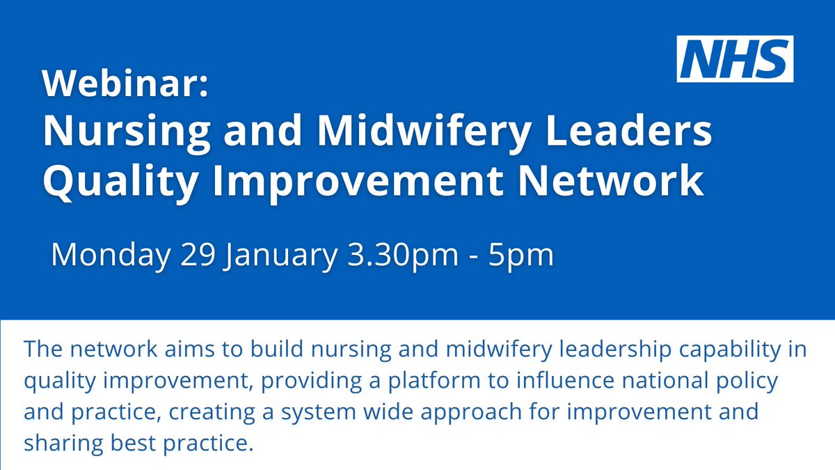 Together we're co-designing and developing this community of nursing and midwifery leaders who have direct responsibility for or a background in quality improvement. 

Sign up to join the network here #teamCNO: bit.ly/3FQRGNy