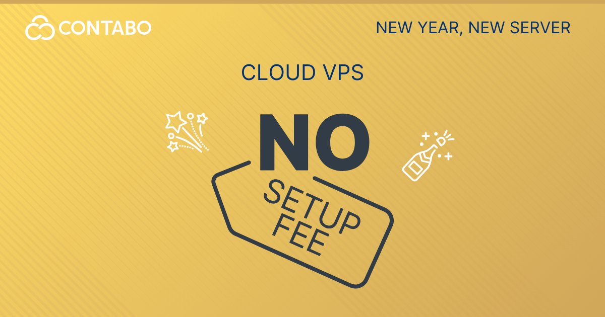 ContaboCom's tweet photo. β¨ Today Only: No Setup Fee on VPS! π
Kickstart your project with zero upfront costs. Perfect for innovators & creators!
π Save now: https://t.co/zfF4jSbZqH
One day only, 27 Dec. More deals on VDS, Dedicated Servers and more available until 5 Jan!
#NoSetupFee #VPSDeals ππ https://t.co/6YUykSAJ6F