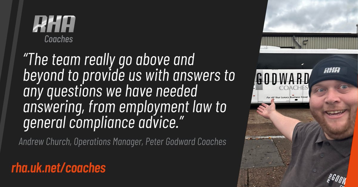 “The team really go above and beyond to provide us with support, from employment law to general compliance advice.  It’s great to be part of the organisation.”    Andrew Church, Operations Manager at @PeterGodwardCoa   Become a member: rha.uk.net/coaches