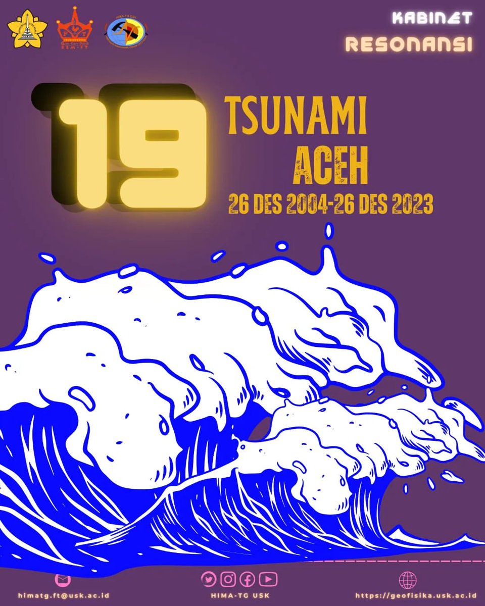 himatgUSK's tweet photo. [PERINGATAN 19 TAHUN TSUNAMI ACEH]

19 tahun lalu, di hari ini. Luka dan pilu telah terjadi. Ragam kisah penuh rasa duka dan kehilangan. Akan mereka, keluarga dan sanak saudara, sahabat, serta harta berharga. https://t.co/Vv6zalX6sL
