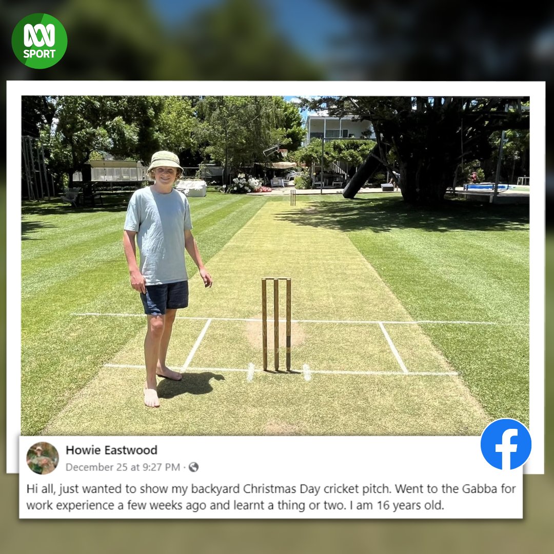 abcsport's tweet photo. 🌱 Amazing! 😍

🏏 After a stint of work experience at the Gabba, 16-year-old Howie Eastwood made this backyard cricket pitch. A bright future ahead for this young curator. 👨‍🌾

📷 The Perfect Pitch / Howie Eastwood https://t.co/YTqyjB35D8