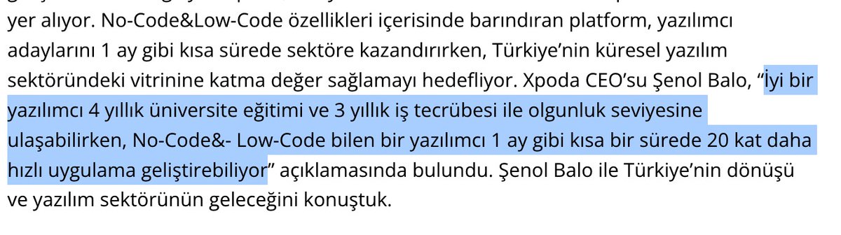 @DoanDadelen5 @yaupunal @AltugAkgul No-code ile devam etsinler 1 ayda eleman yetiştirip normal yazılımcıdan 20 kat hızlı iş yapıyorlarmış.