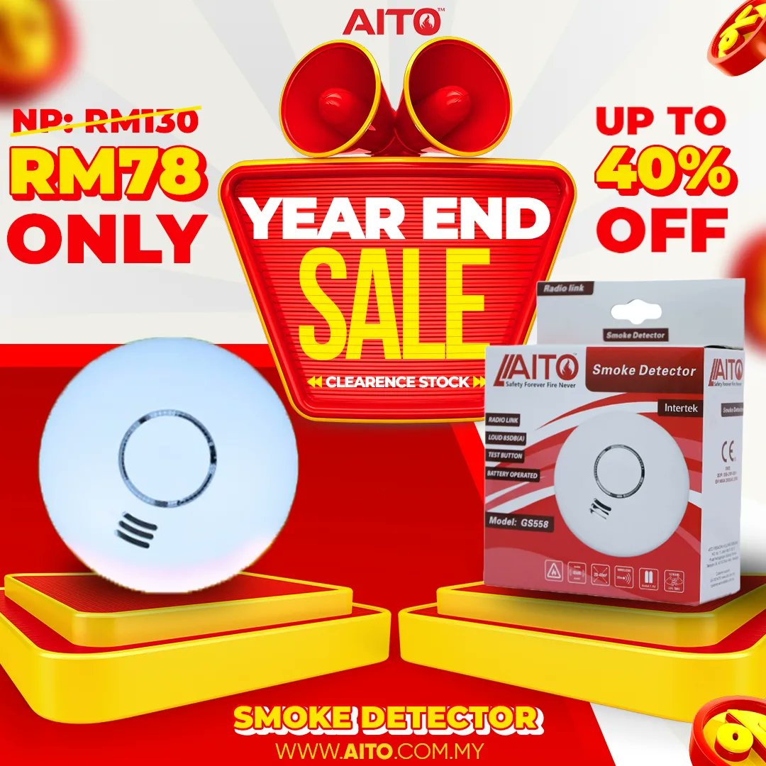 AitoFirework's tweet photo. AITO Interlink Smoke Detector

🔥 For RM78 you get

✅ Wireless
✅ Easy Installation
✅ Battery powered solution
✅ 10 years life span
✅ Remain Operational even experiencing a power cut

Contact us now to get yours before too late !!!
 
Link in Bio 🔥🔥🔥 https://t.co/G4gr81jyRv