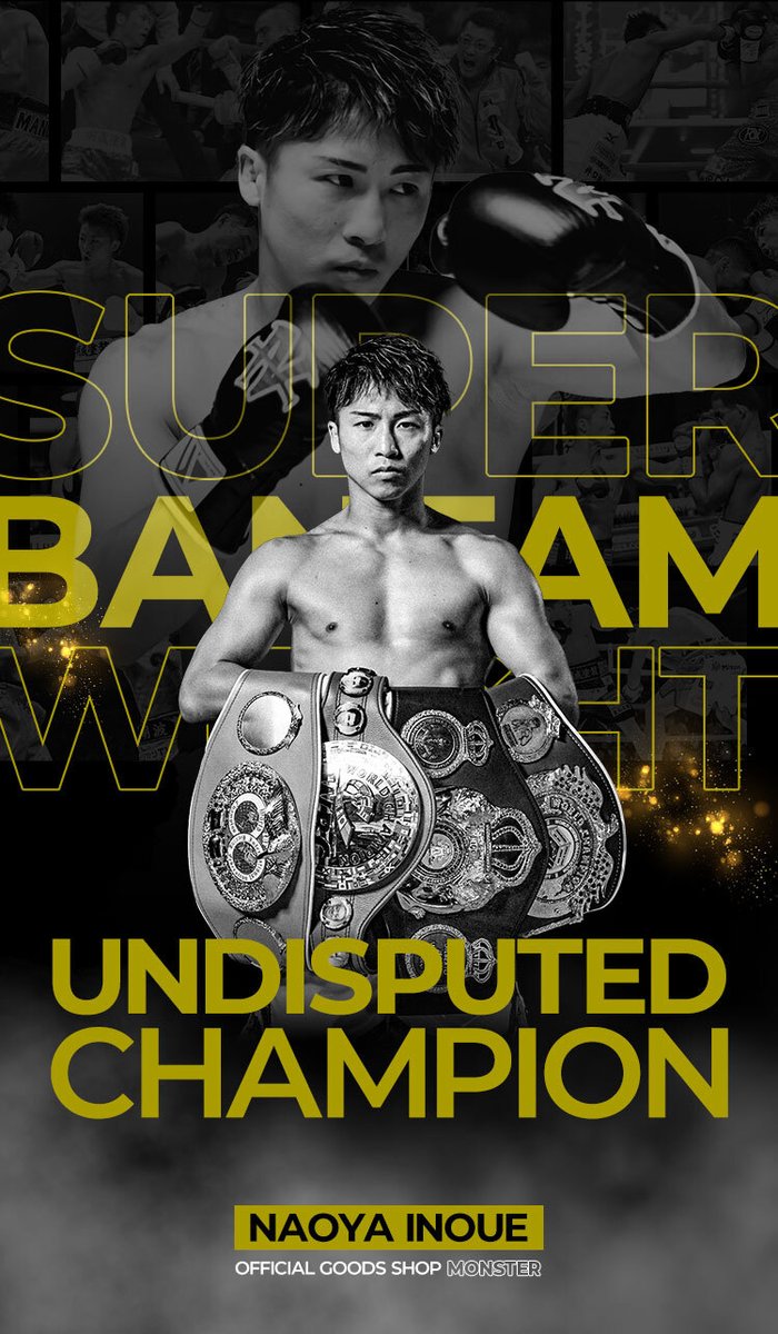 naoyainouegoods's tweet photo. WBA・WBC・WBO・IBFスーパーバンダム級
4団体統一戦応援ありがとうございました！
歴史的な勝利を記念して只今よりメモリアルアイテムの発売が決定しました。

1月3日(水)23：59までの期間限定販売
アジア人史上初2階級4団体制覇
メモリアルTシャツ

ご購入はWEBサイトから
https://t.co/tXEtSJWvhm https://t.co/DA1YNddKUU