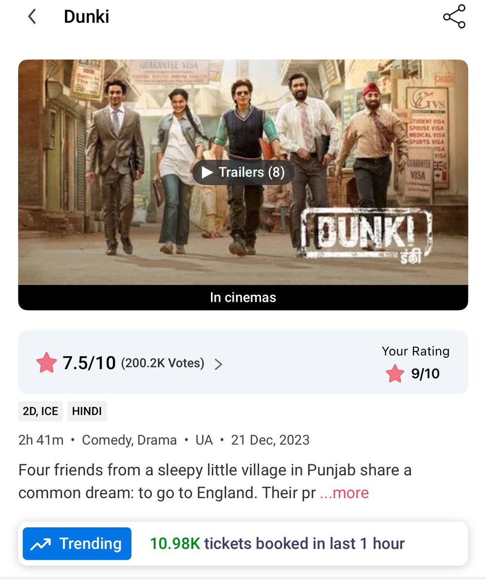 SrkianDas04's tweet photo. Pan India Action Movie in 5 Languages selling tickets by a few margin than Single Language film. But #Salaar    Hindi collection will be equal to #Dunki.

SCAMMER SALAAR CRUSHED 
#SalaarBoxOfficeScam https://t.co/1Gx90rOLAV
