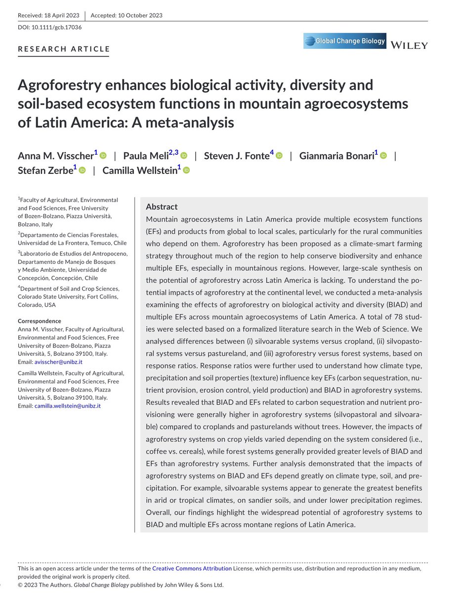 LEAntropoceno's tweet photo. Nuestra investigadora Paula Meli, es coautora en una nueva publicación en la revista Global Change Biology, sobre los beneficios para la biodiversidad y las funciones ecosistémicas de los sistemas agroforestales en las montañas de América Latina 🙌🏻👩🏻‍💻🏔️🌱

https://t.co/W3SQs2gFql https://t.co/mk8lraR19C