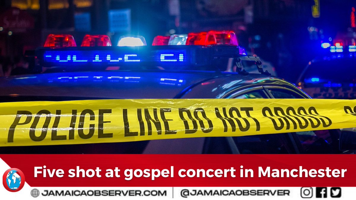 JamaicaObserver's tweet photo. Five people, including a woman, were shot during an attack at a Gospel Concert in Christiana in Manchester on Tuesday night.

Head of the Manchester Police, Superintendent Shane McCalla, said that the incident was an “unprovoked and senseless act”.
https://t.co/AKHBjX0qbc https://t.co/ICPiZ4bfHF