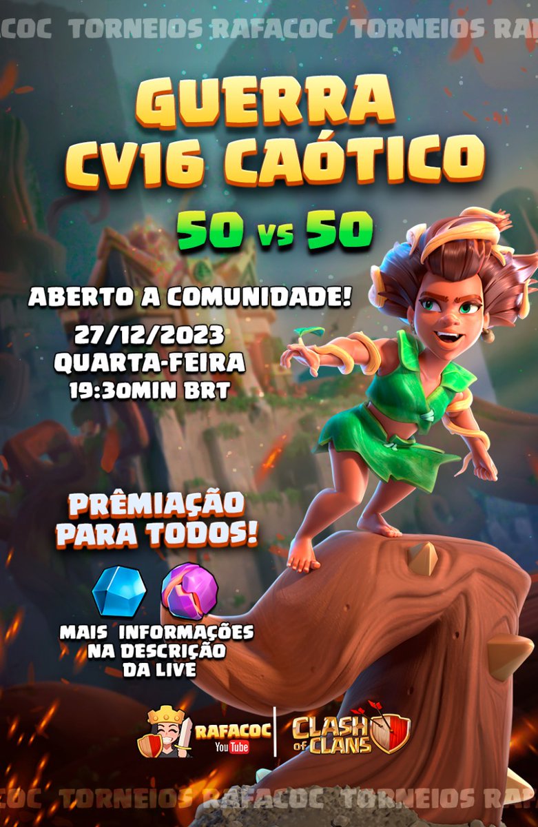 Salve galera, hoje temos a nossa última Guerra do Canal de 2023!

Então, aqui vai o link do Primeiro Clã, são apenas 48 vagas por Clã. 

Regras, premiação e mais informações na Descrição da Live 
youtube.com/live/wlPajCK_A…

Clã BISCOITO vs BOLACHA 

link.clashofclans.com/pt?action=Open…