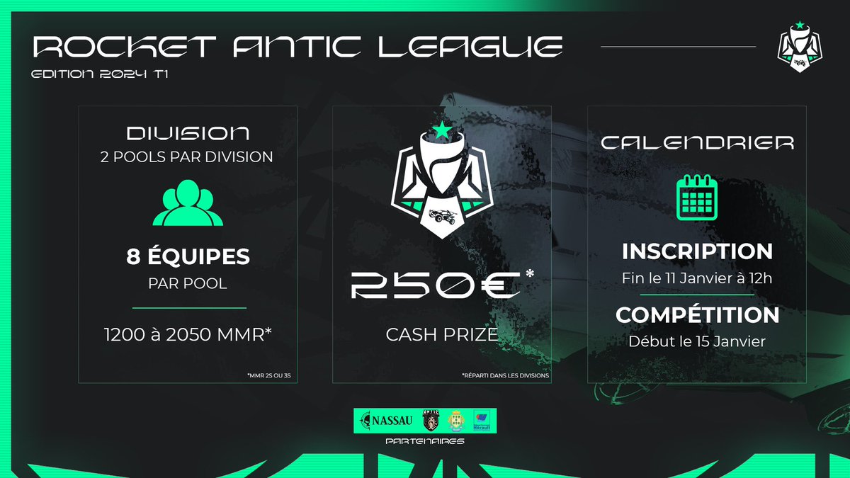 antic_events's tweet photo. C’est à vous de jouer : participez à la prestigieuse #RALeague ! 🟢
📆 15 janvier au 17 mars
📈 de 1200 à 2050 MMR
💰 250€* de cashprize
🎮 Pool Stage + Bracket
🔥 Inscrivez-vous vite : https://t.co/HegM2uiHJT https://t.co/PGf7WCGS4d