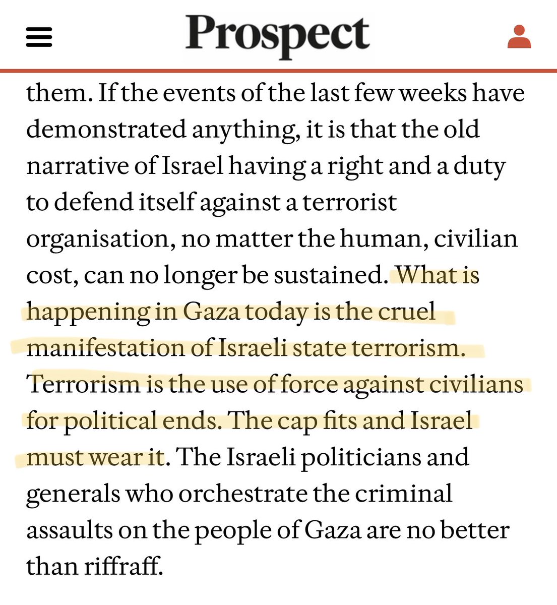 A must-read by Oxford’s Avi Shlaim, who pulls precisely zero punches.

“The Palestinian people,” he writes, “are the only people living under military occupation who are expected to ensure the security of their occupier.”

“What is happening in Gaza is… Israeli state terrorism.”