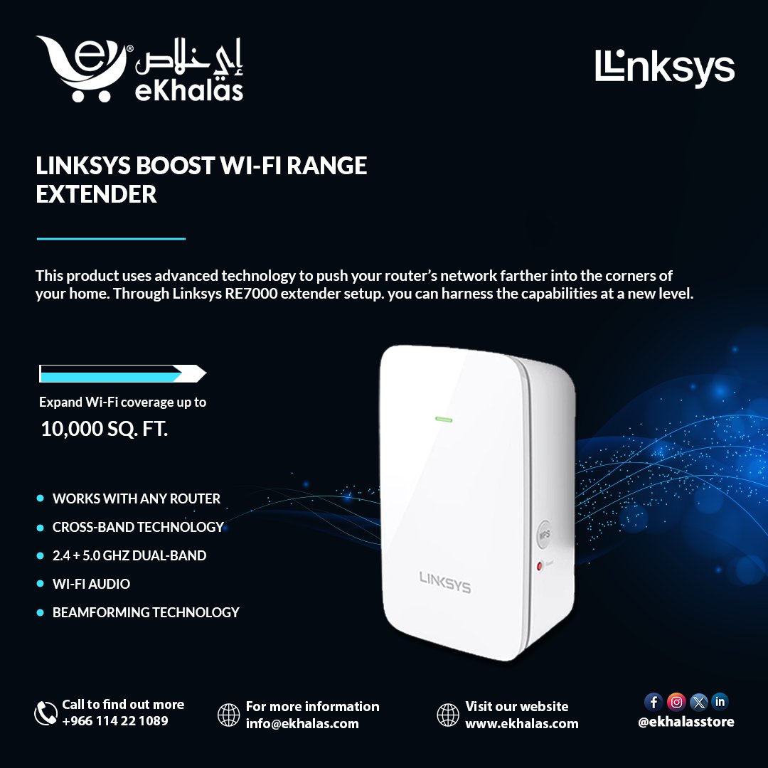 Introducing the ultimate solution to all your Wi-Fi woes - the LINKSYS Boost Wi-Fi Range Extender!🚀 Say goodbye to dead zones and hello to seamless connectivity throughout your home or office.
#LINKSYS #BoostWi-Fi #SeamlessConnectivity #ProfessionalPerformance #linksys #cisco