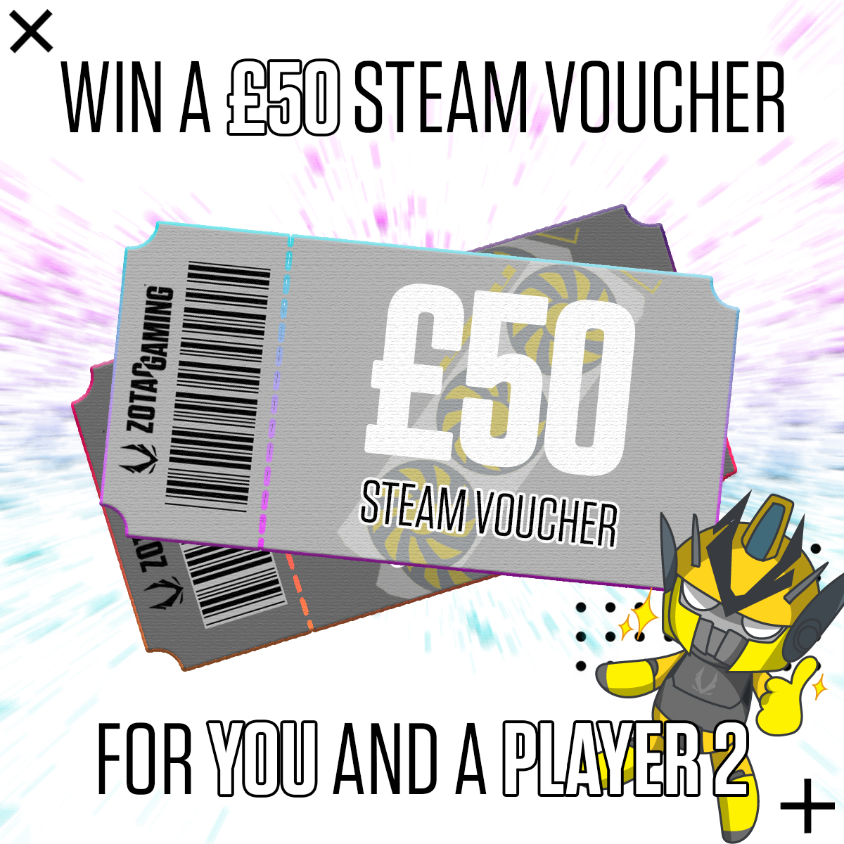 ZOTAC_UK's tweet image. Fancy winning steam vouchers for you a friend? 🎉 
We&apos;ve got 3 pairs to giveaway!

Entry requirements: 
🔄 Repost
✅ Follow us
🤝 Tag a friend

1st place - x2 £50 Steam Vouchers
2nd place - x2 £25 Steam Vouchers
3rd place - x2 £25 Steam Vouchers

Winners chosen Jan 3rd.
