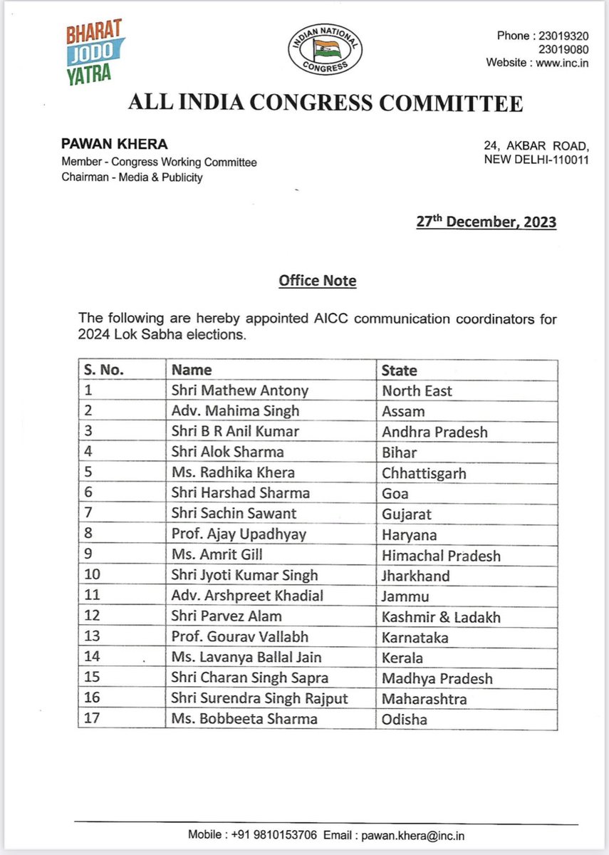 Bhavyanmurthy's tweet photo. Thanks to @kharge sir @Jairam_Ramesh sir, @Pawankhera sir, @RahulGandhi sir @rssurjewala sir @siddaramaiah sir @DKShivakumar sir for appointing me as the AICC Communications coordinator for 2024 Lok Sabha Elections incharge if Tamil Nadu n Puducherry @INCTamilNadu @INCPuducherry https://t.co/PoRbw5SxIp
