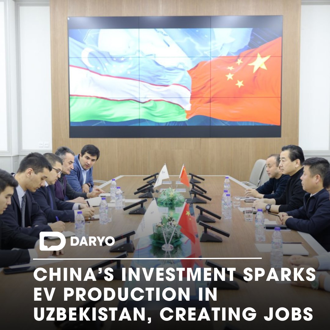 #China’s $30 mn #investment sparks EV production in #Uzbekistan, creating 700 #jobs 

🇨🇳🇺🇿🚗📈

The #project will be located in a free #economiczone in the Khorezm region. The Chinese Silk Road Company is implementing the project, with $24 mn of the total cost coming from foreign…