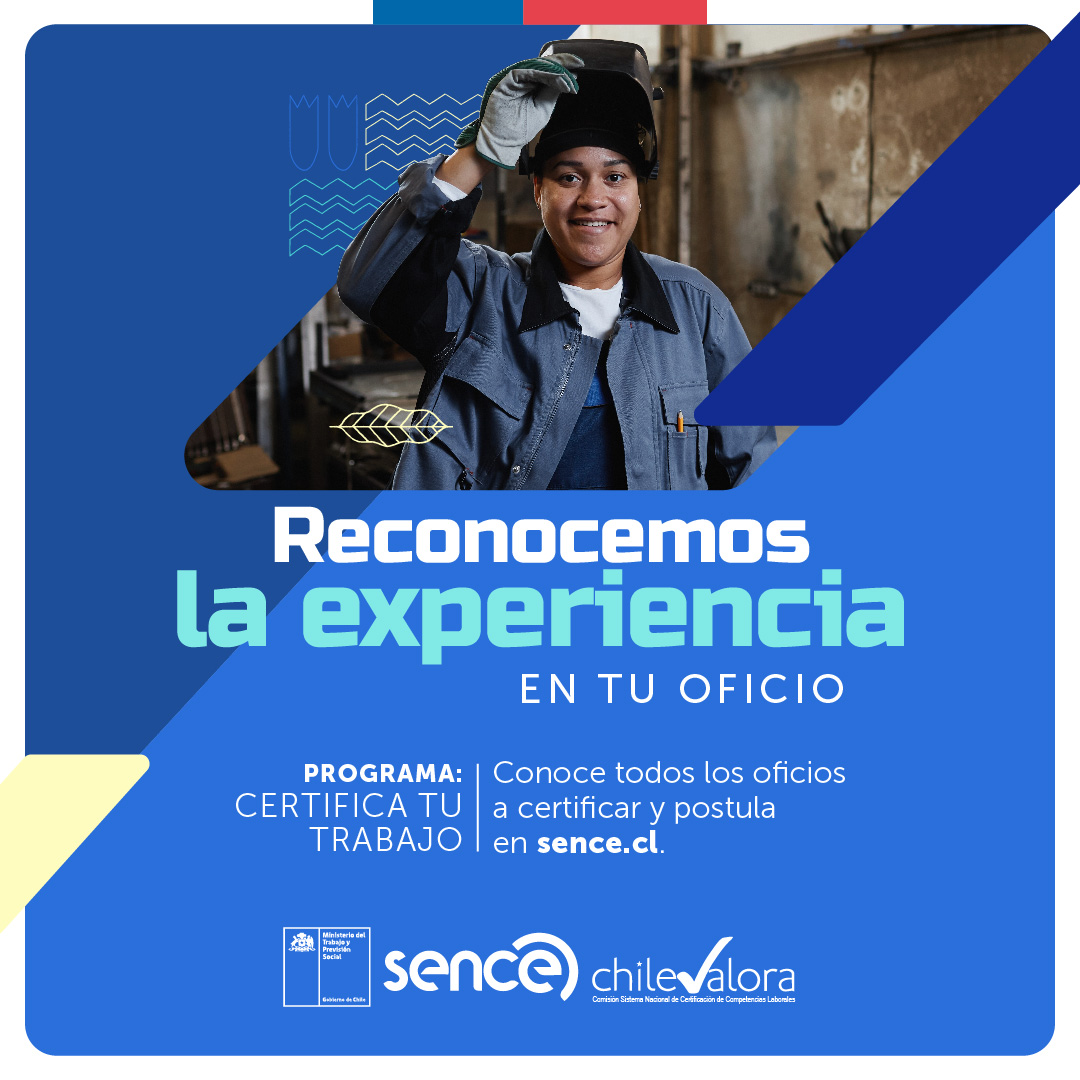¡En Sence reconocemos la trayectoria en tu oficio!
Postula al programa de Evaluación y Certificación de Competencias Laborales

¡Conoce en que oficios de te puedes certificar en tu región!
Obtén más información y postula en bit.ly/47bL8UN