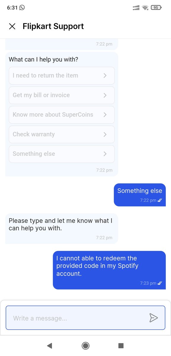 milan_0015's tweet photo. 🚨Really disappointed with @Flipkart customer service!  
Reached out multiple times via online chat support assistance and help center regarding an invalid Spotify coupon code, but no response!

It's about trust, service and experience. Need immediate action!  @flipkartsupport https://t.co/205VynK2vB