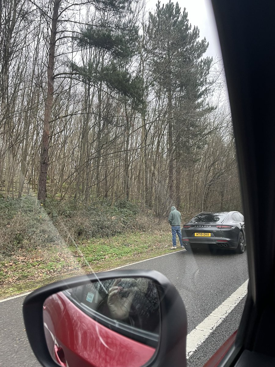 Pulled over on the M11 for a wee.   If you know this driver please advise him of the dangers.