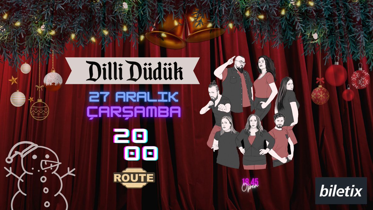 Dilli Düdük Bu Akşam Sahnede, Biletler Biletix'te!
📅 27 Aralık Çarşamba
🕗20.00
📍<a href="/RouteAnkara/">Route</a> 
🎫biletix.com/etkinlik/2DLA1…