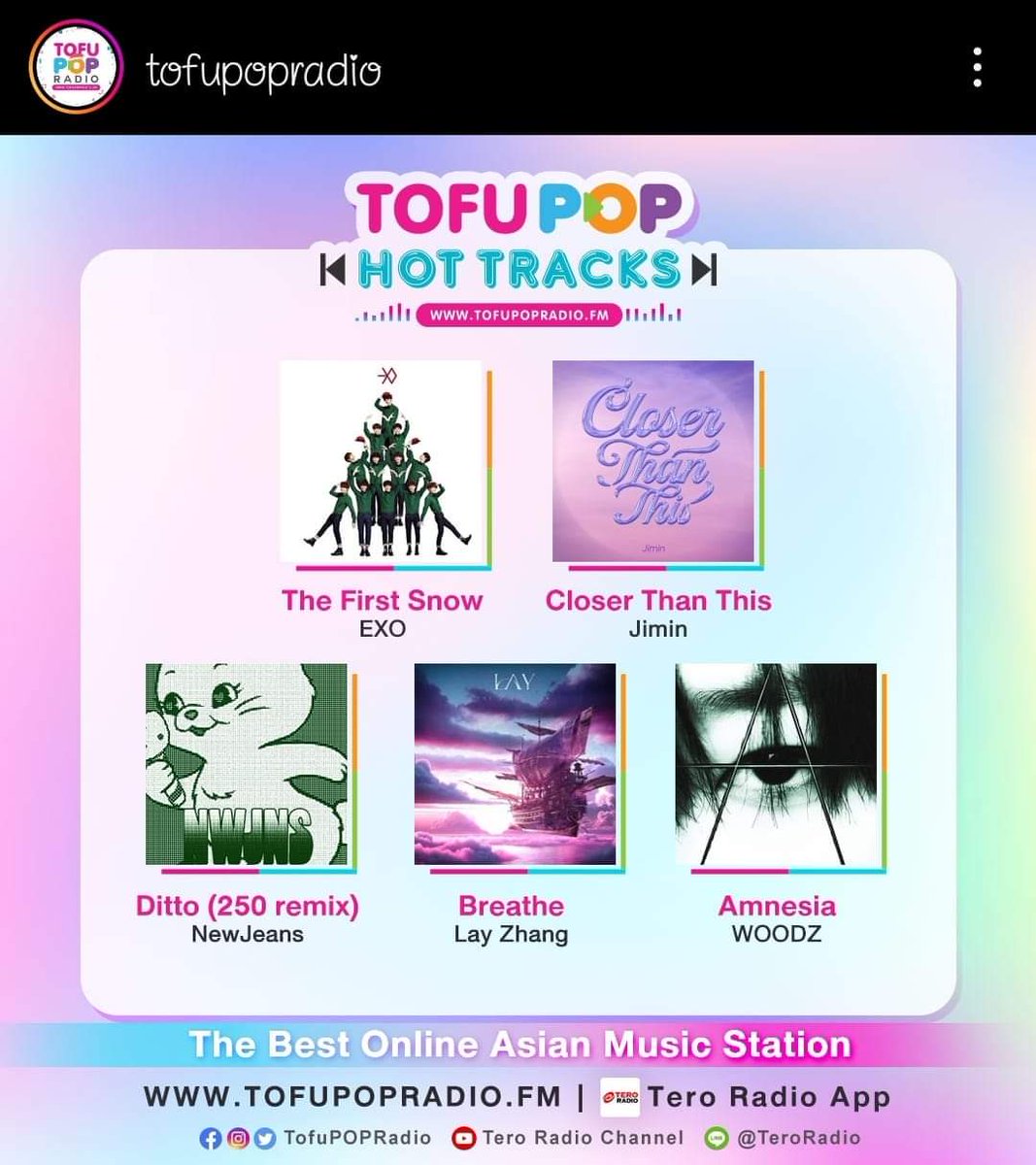 📰📲 [ 231227 ] Actualización de TofuPopRadio vía Instagram

'Breathe' se encuentra en la posición n°4 de las canciones más escuchadas online en Asia.

instagram.com/p/C1UWcOLsKWy/…

©️ Alwaysxing1007

#张艺兴 #LAYZHANG #Mpop #ZhangYixing #Yixing #장이씽 #레이 #レイ #อี้ชิง #ييشينغ