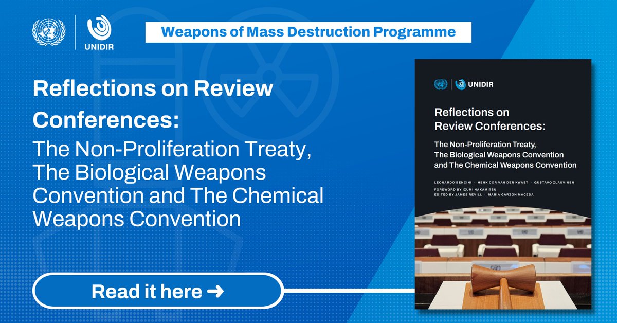 Publication alert! 📚🚨 Dive into the world of Weapons of Mass Destruction as we reflect on a transformative year in global security. 🌐 Explore insights from the Ambassadors of NPT, BWC, and CWC Review Conferences. 🔍⬇️ 🔗 unidir.org/RevCon-Reflect