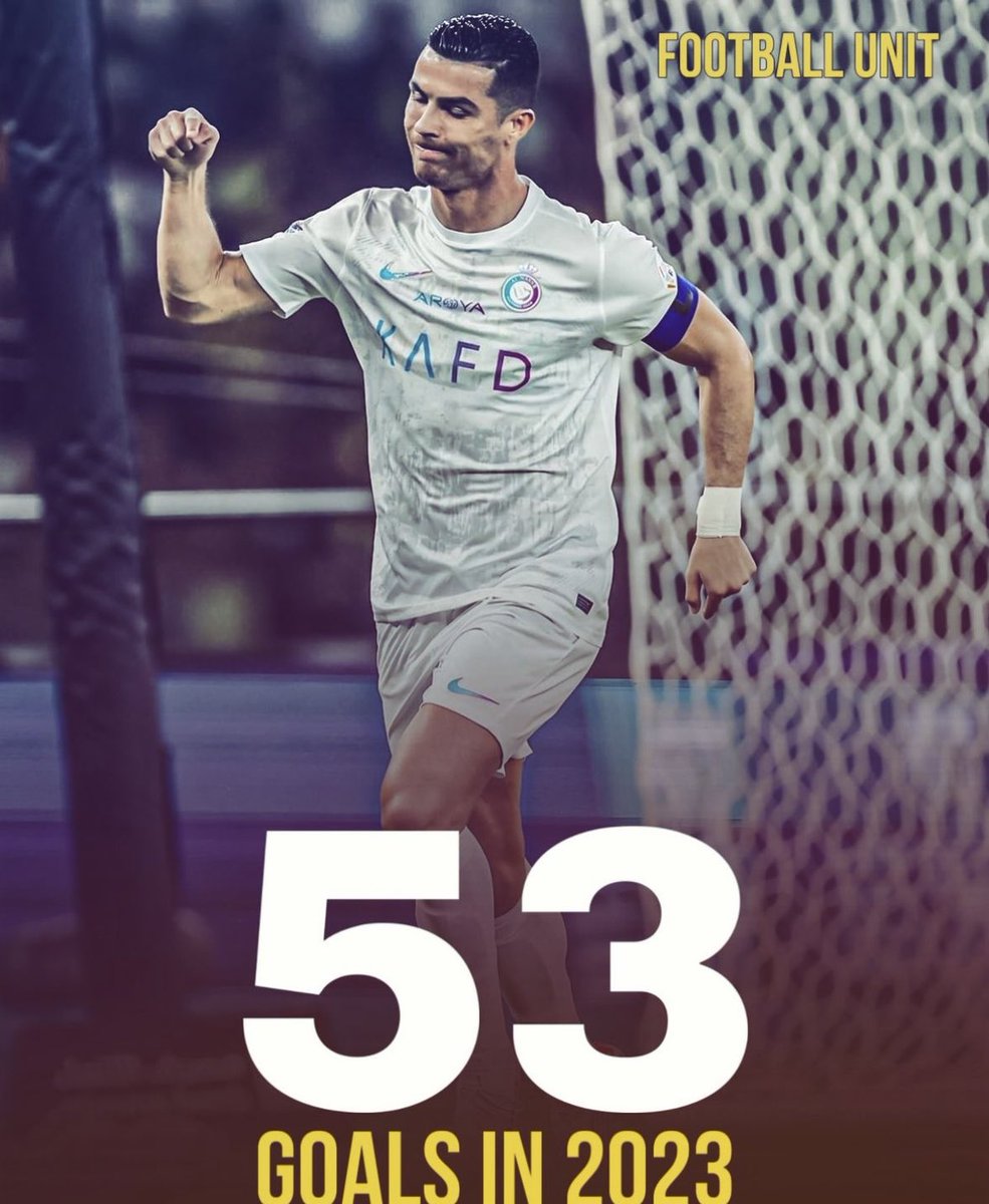 libermanmartin's tweet photo. El mejor de todo el planeta a un mes de cumplir 39 años. La mayoría a esa edad está retirado o en retirada, bajando el nivel y la exigencia. El tipo metió 53 goles en el 2023, más q Mbappe, Kane o Halland. Sos único @Cristiano https://t.co/SF9PRvLsQD