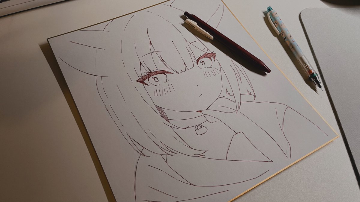 ブルアカ「カズサ色紙描き途中 #C103 #ブルアカ 」|🎐風間ごろう🐈京都ブルマ6【D-29】のイラスト