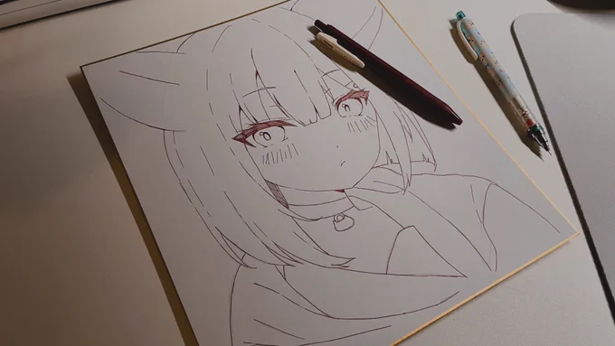 カズサ色紙描き途中 #C103 #ブルアカ 