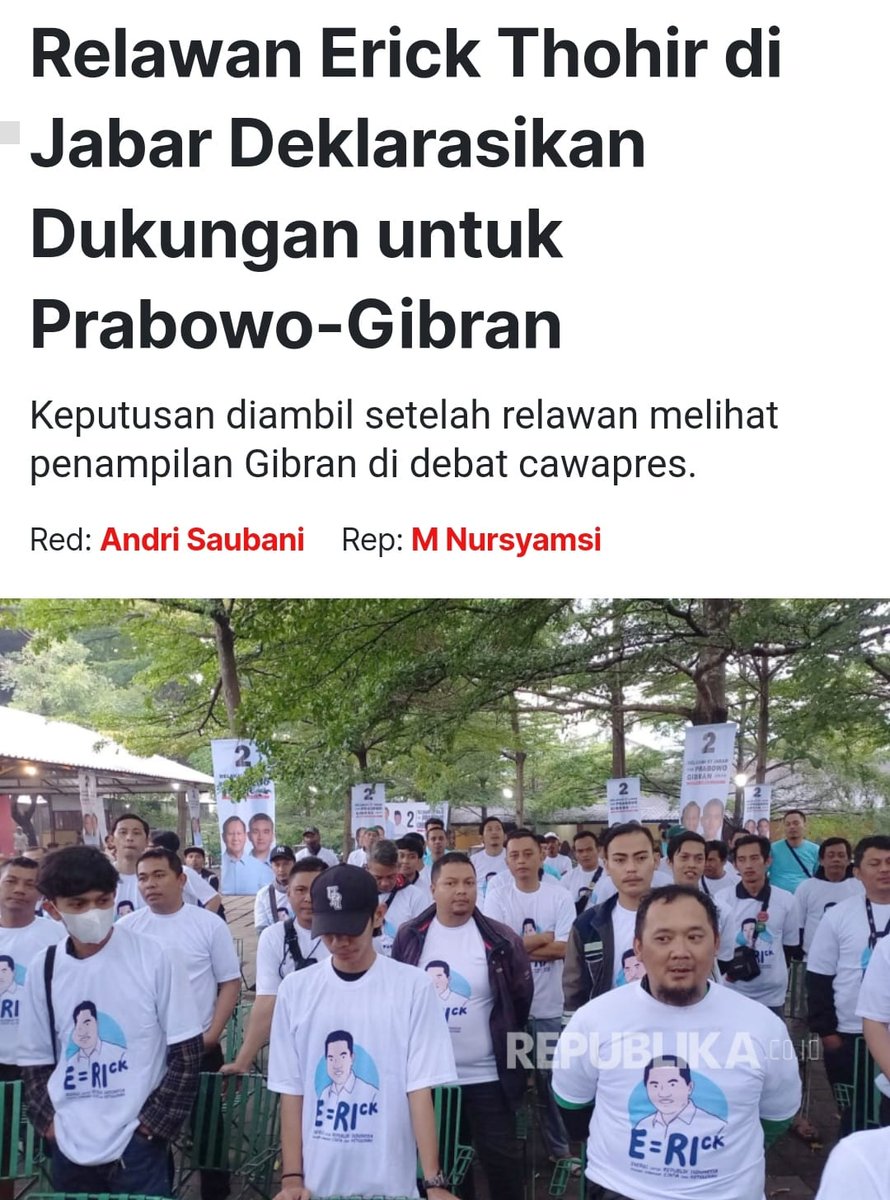 GabardaJames's tweet photo. Terbaik! Seluruh relawan Erick Thohir se Jabar resmi deklarasi atas dukungannya terhadap Prabowo Gibran

#RelawanCakETutk02 #RelawanETutk02 https://t.co/Iy9dRYaXeI