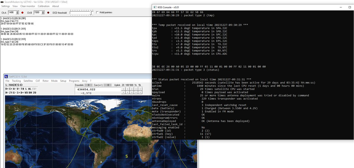 We have 📡received signals and decoded telemetry frames of <a href="/AmsatSpain/">AmSat-EA</a> HADES-D #pocketqube over South America at a 5° elevation pass. #launch_pocketqube_with_us🚀🛰️