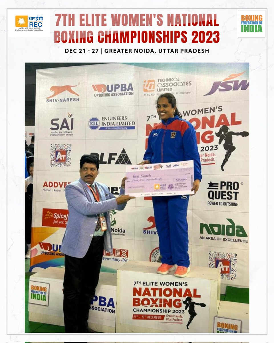 Usa Nagishetty coach of team RSPB won the best coach award at the 7️⃣th Elite Women's National Boxing Championships 🇮🇳🥊 #PunchMeinHaiDum #Boxing